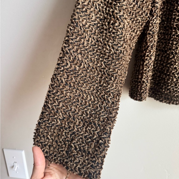 First Option Brown Textured Cropped Jacket Cozy Boho Minimalist Layering S - Picture 2 of 5